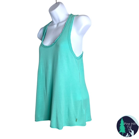 SOLD Juicy Couture Athletic Tank Top Size Small Teal Green Flowy SOFT Gold Logo - Picture 2 of 10